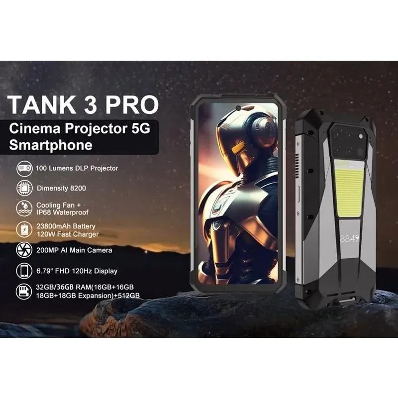 Tank 3 pro Ultimate Rugged Projector Phone 23800 mAh