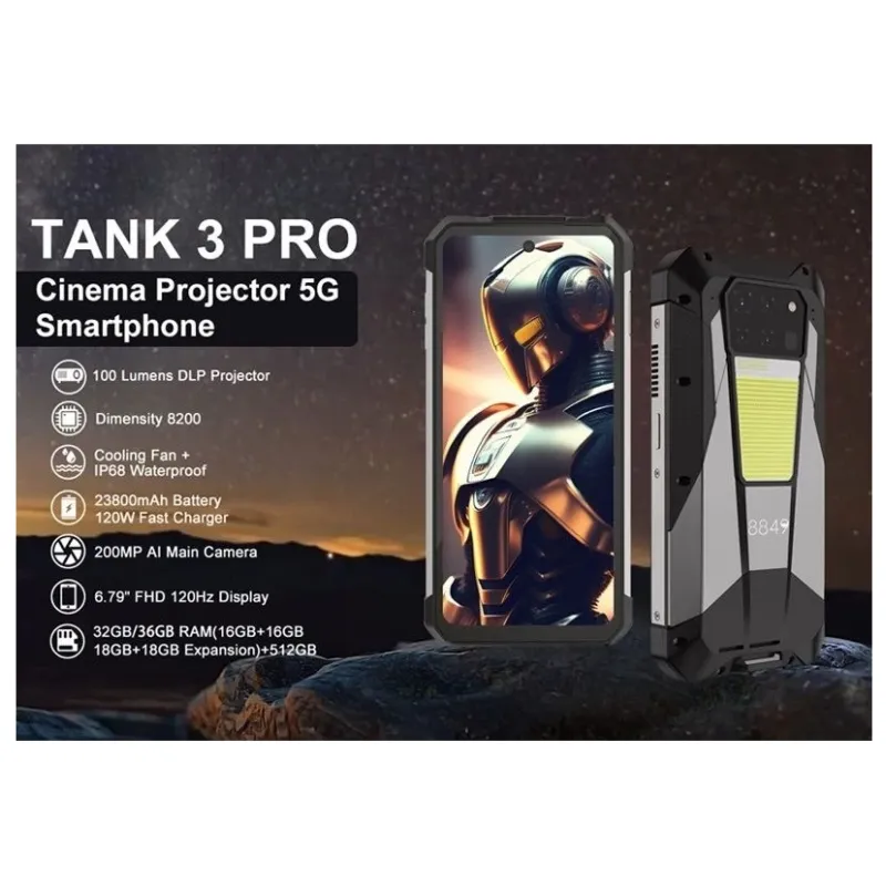 Tank 3 pro Ultimate Rugged Projector Phone 23800 mAh